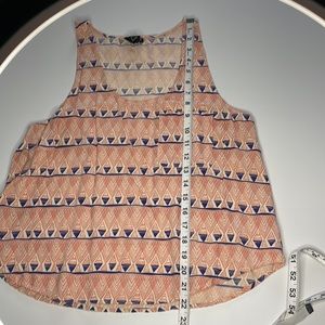 1067- Tribal print orange and blue tank- large